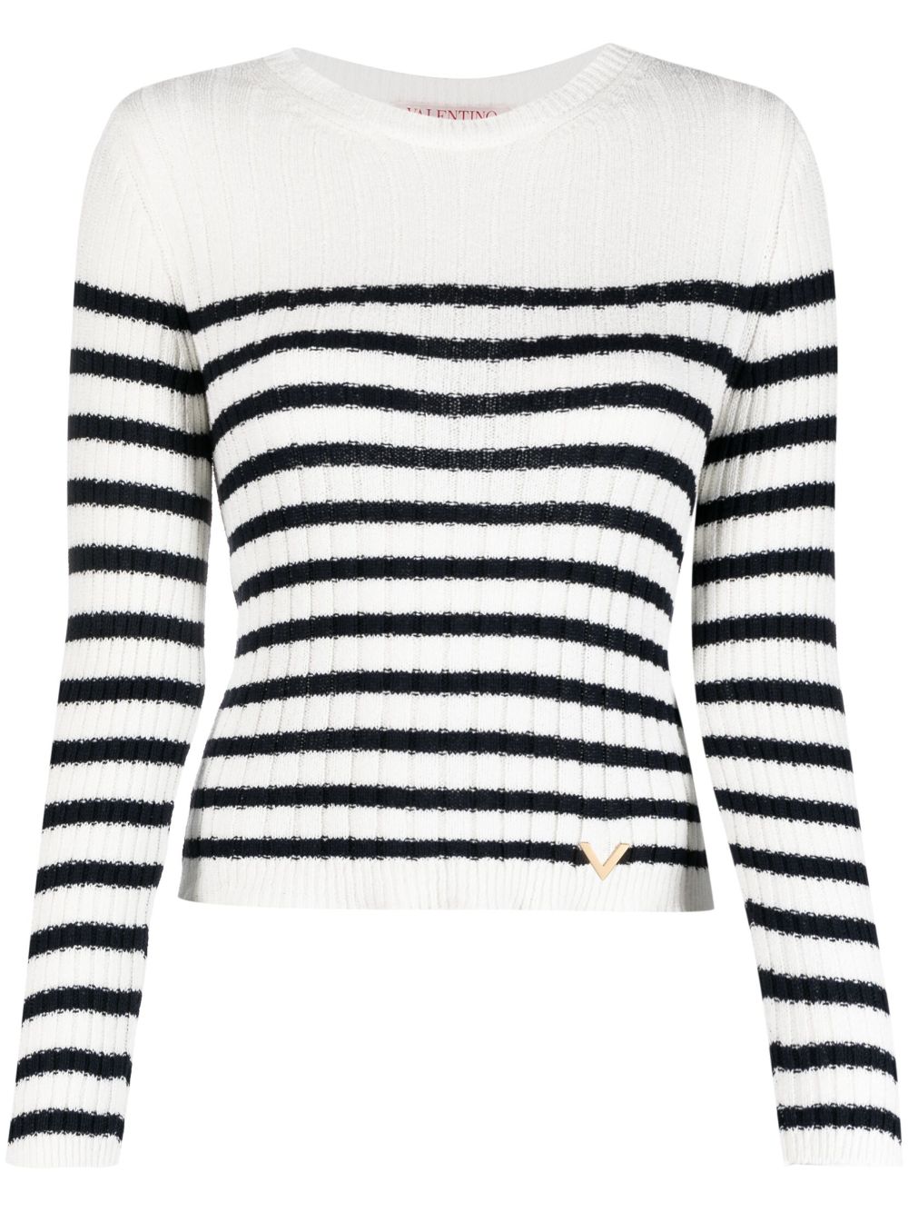 Valentino Garavani striped ribbed-knit jumper - White von Valentino Garavani