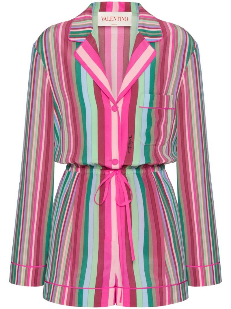 Valentino Garavani striped silk playsuit - Pink von Valentino Garavani