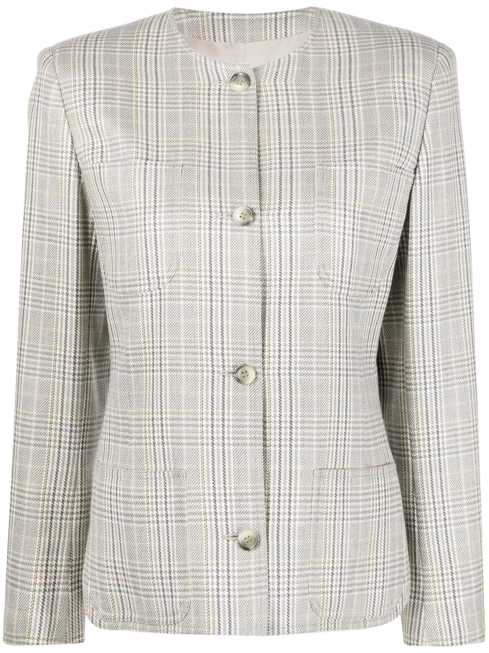 Valentino Garavani Pre-Owned 1980s Prince of Wales collarless jacket - Neutrals von Valentino Garavani Pre-Owned