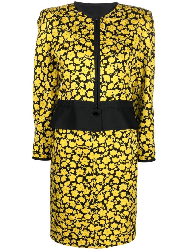 Valentino Garavani Pre-Owned 1980s floral-print silk dress and jacket set - Black von Valentino Garavani Pre-Owned