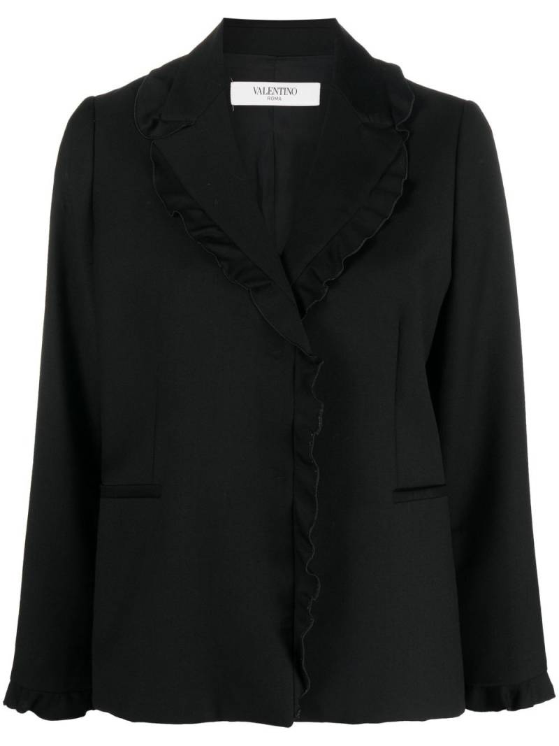 Valentino Garavani Pre-Owned 2000s ruffled trim blazer - Black von Valentino Garavani Pre-Owned