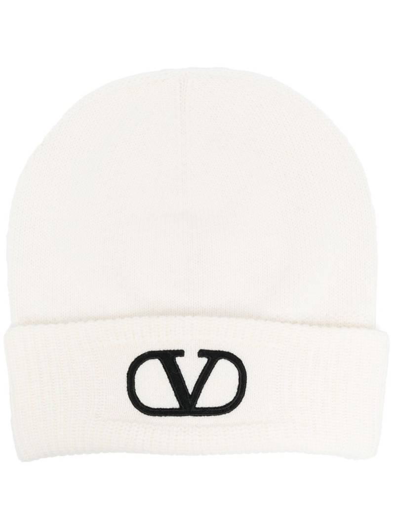 Valentino Garavani VLogo Signature virgin wool beanie - White von Valentino Garavani