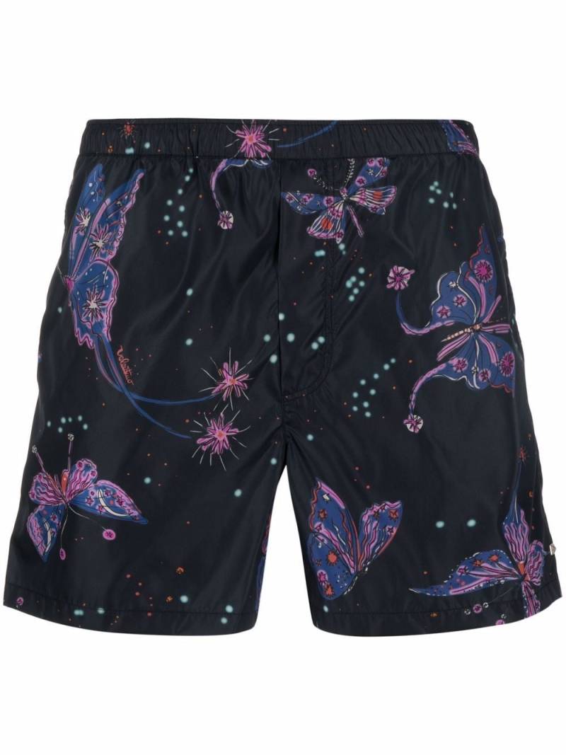 Valentino Garavani butterfly-print swim shorts - Blue von Valentino Garavani