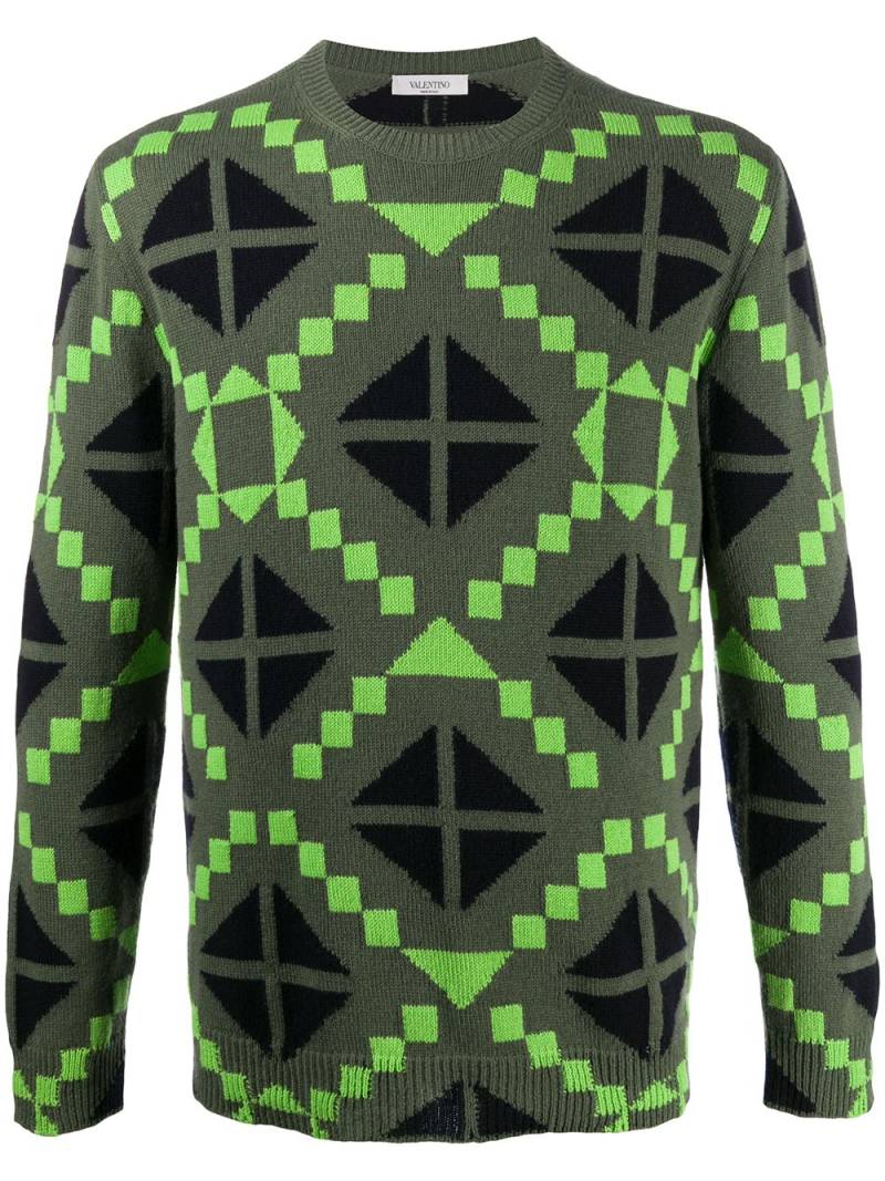 Valentino Garavani geometric print jumper - Green von Valentino Garavani