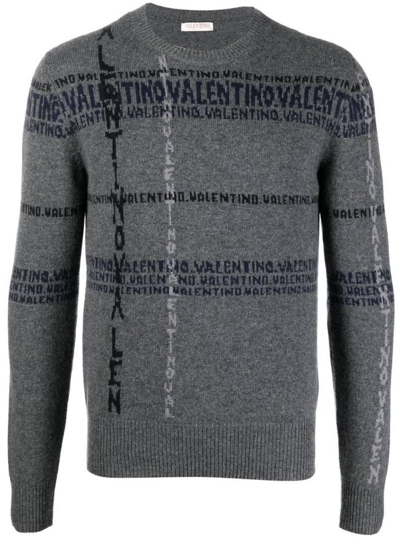 Valentino Garavani intarsia-knit logo cashmere jumper - Grey von Valentino Garavani