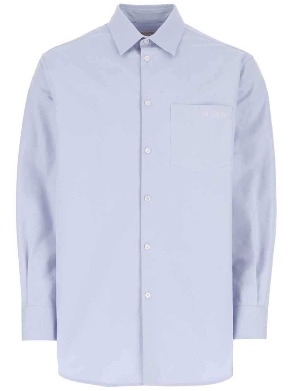 Valentino Garavani logo-embroidered cotton shirt - Blue von Valentino Garavani