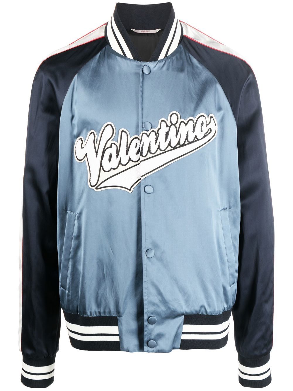 Valentino Garavani logo-patch bomber jacket - Blue von Valentino Garavani