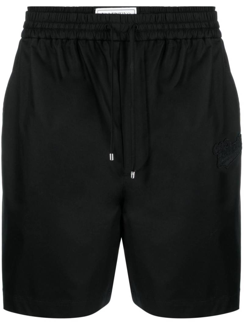 Valentino Garavani logo-patch cotton drawstring shorts - Black von Valentino Garavani