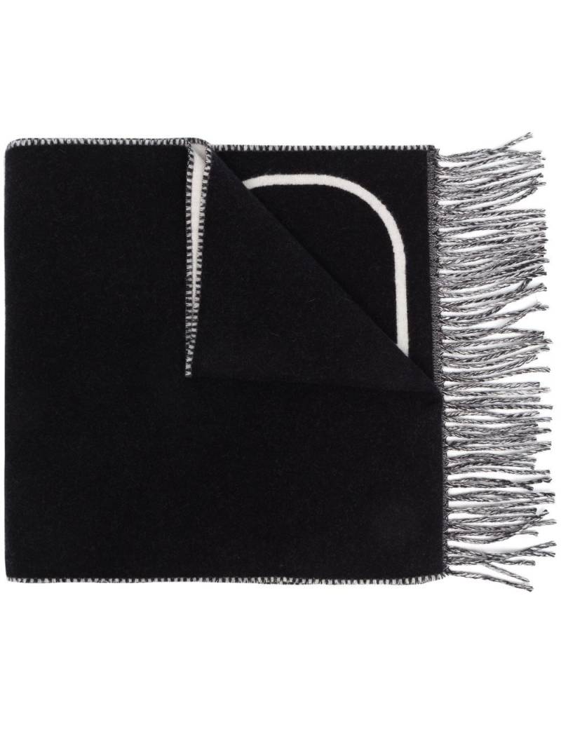 Valentino Garavani VLogo fringed scarf - Black von Valentino Garavani