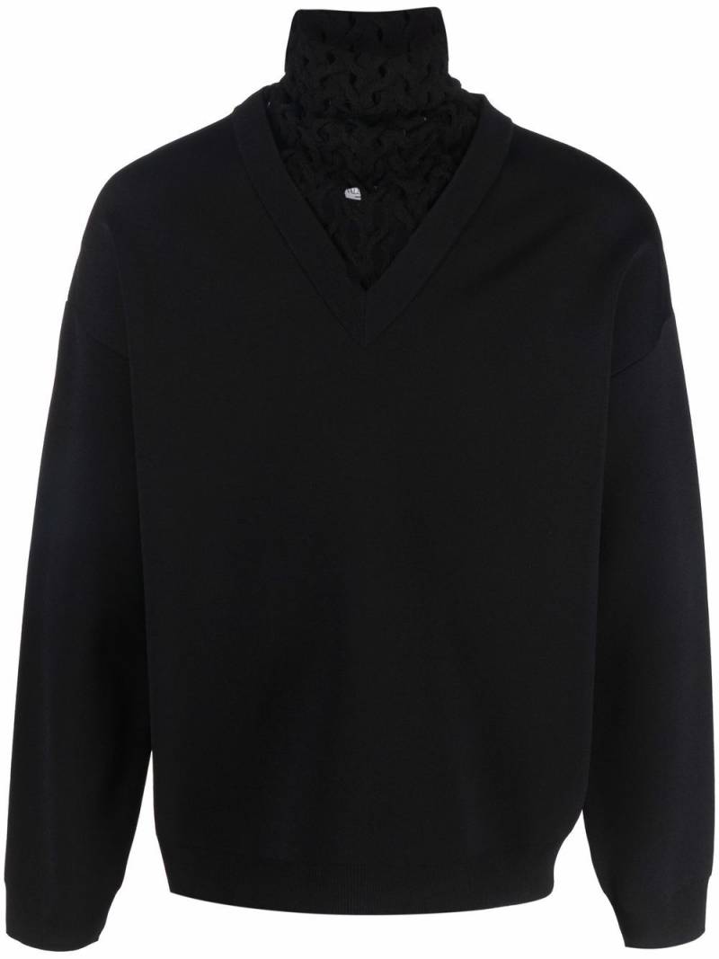 Valentino Garavani woven-panel roll-neck jumper - Black von Valentino Garavani