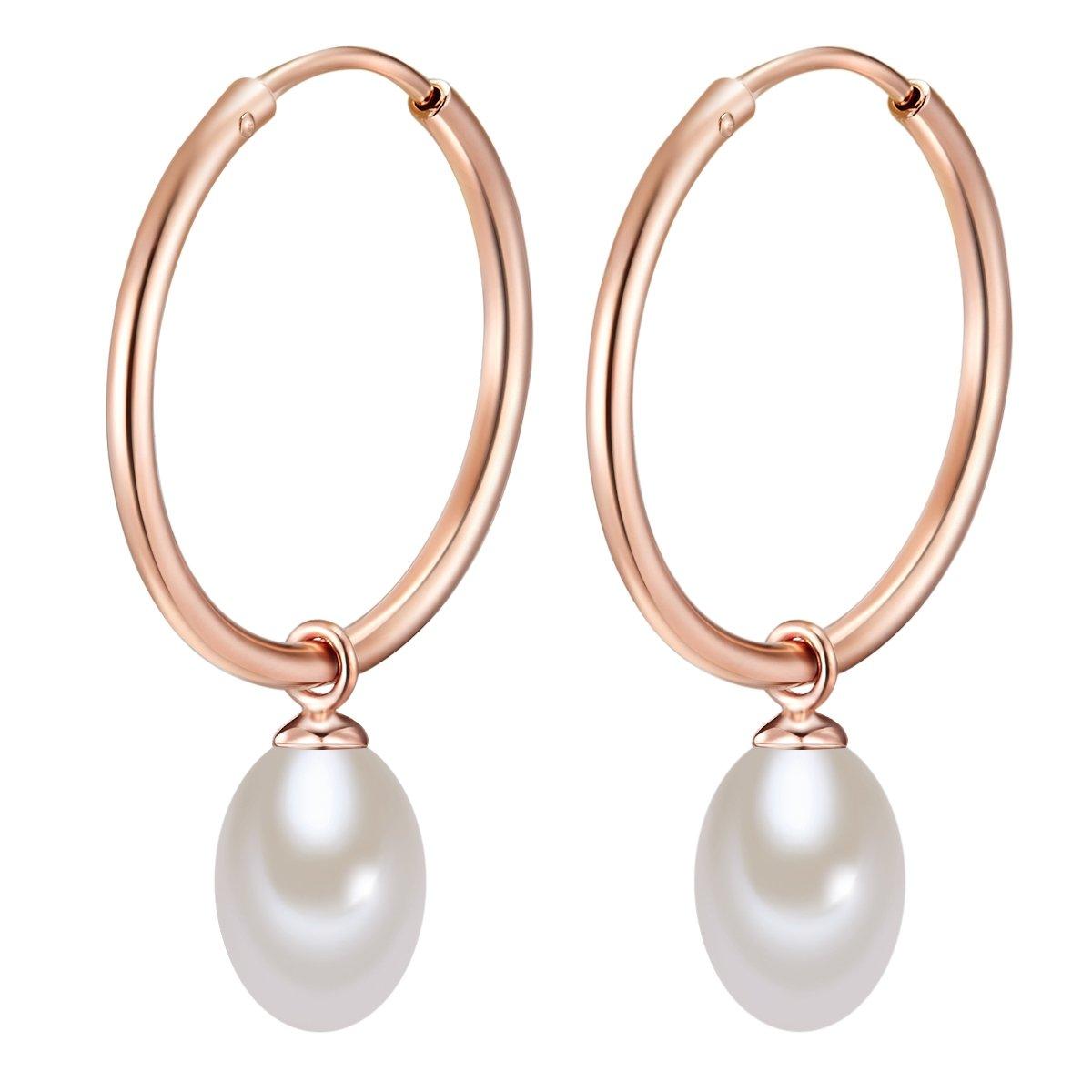 Creolen Damen Goldrosa 12mm von Valero Pearls