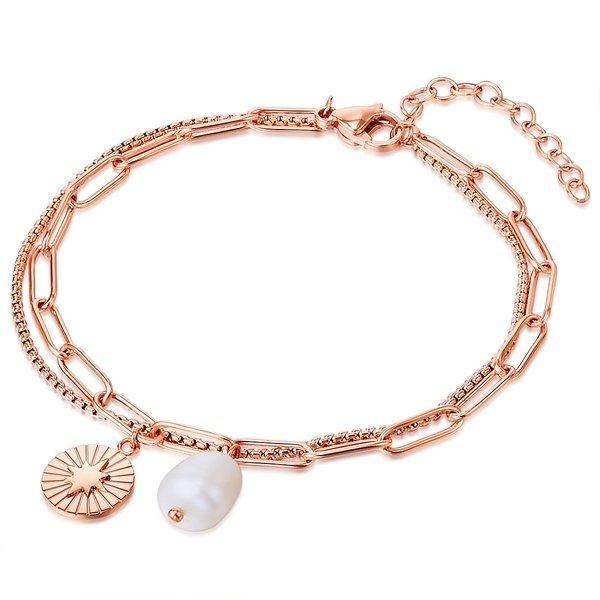 Armband Damen Goldrosa 17cm von Valero Pearls