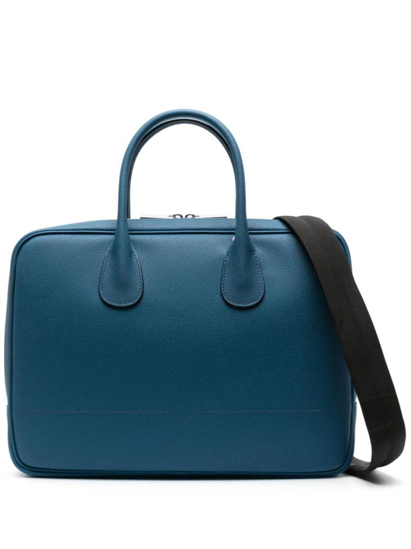 Valextra MyLogo leather laptop bag - Blue von Valextra