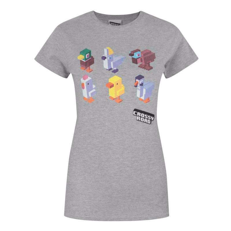 Crossy Road Charakter Design Tshirt Damen Grau XL von Vanilla Underground