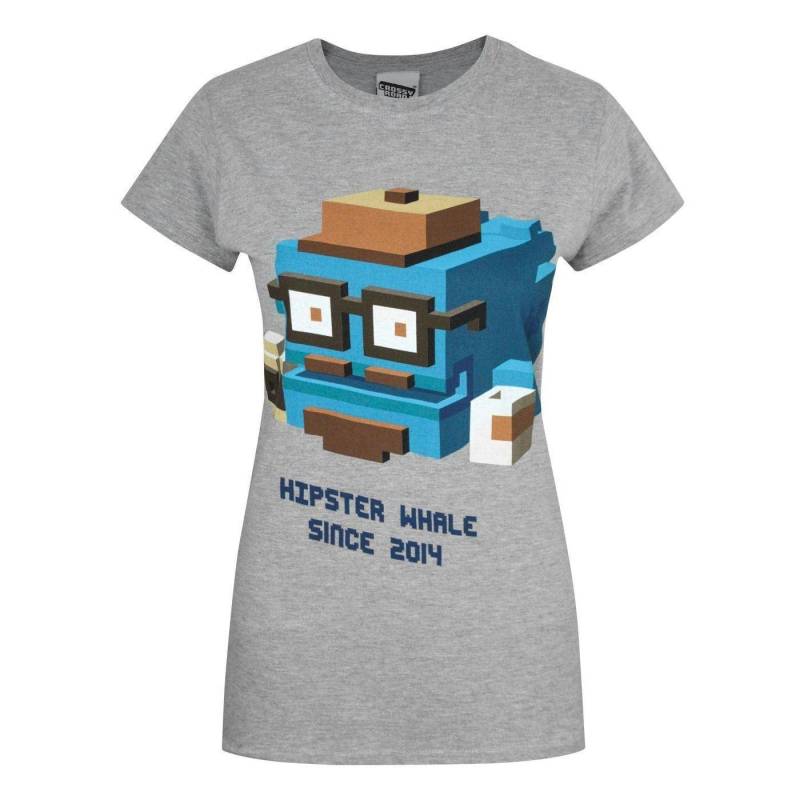 Crossy Road Hipster Whale Tshirt Damen Grau XXL von Vanilla Underground