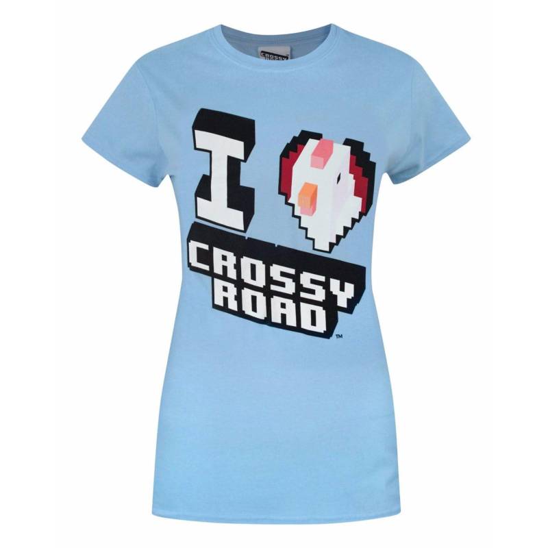 Crossy Road I Love Crossy Road Tshirt Damen Blau M von Vanilla Underground