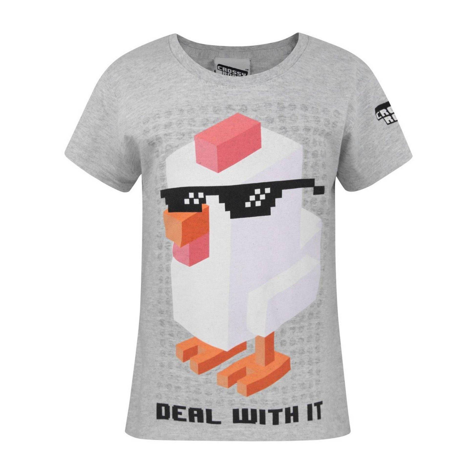 Crossy Road Official Deal With It Kurzarm Tshirt Mädchen Grau 12-13A von Vanilla Underground