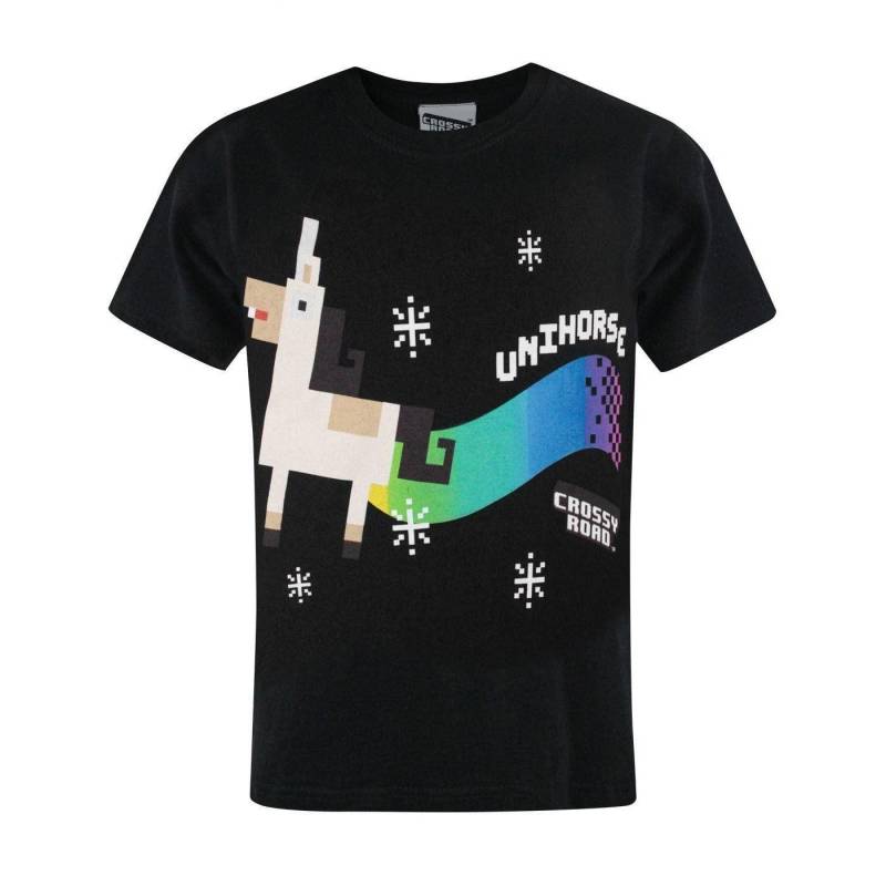 Crossy Road Offizielles Unihorse Tshirt Jungen Schwarz 116 von Vanilla Underground