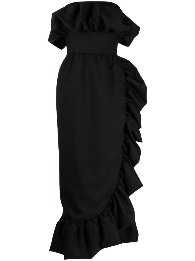 Vanina The Coquelicot strapless ruffled midi dress - Black von Vanina