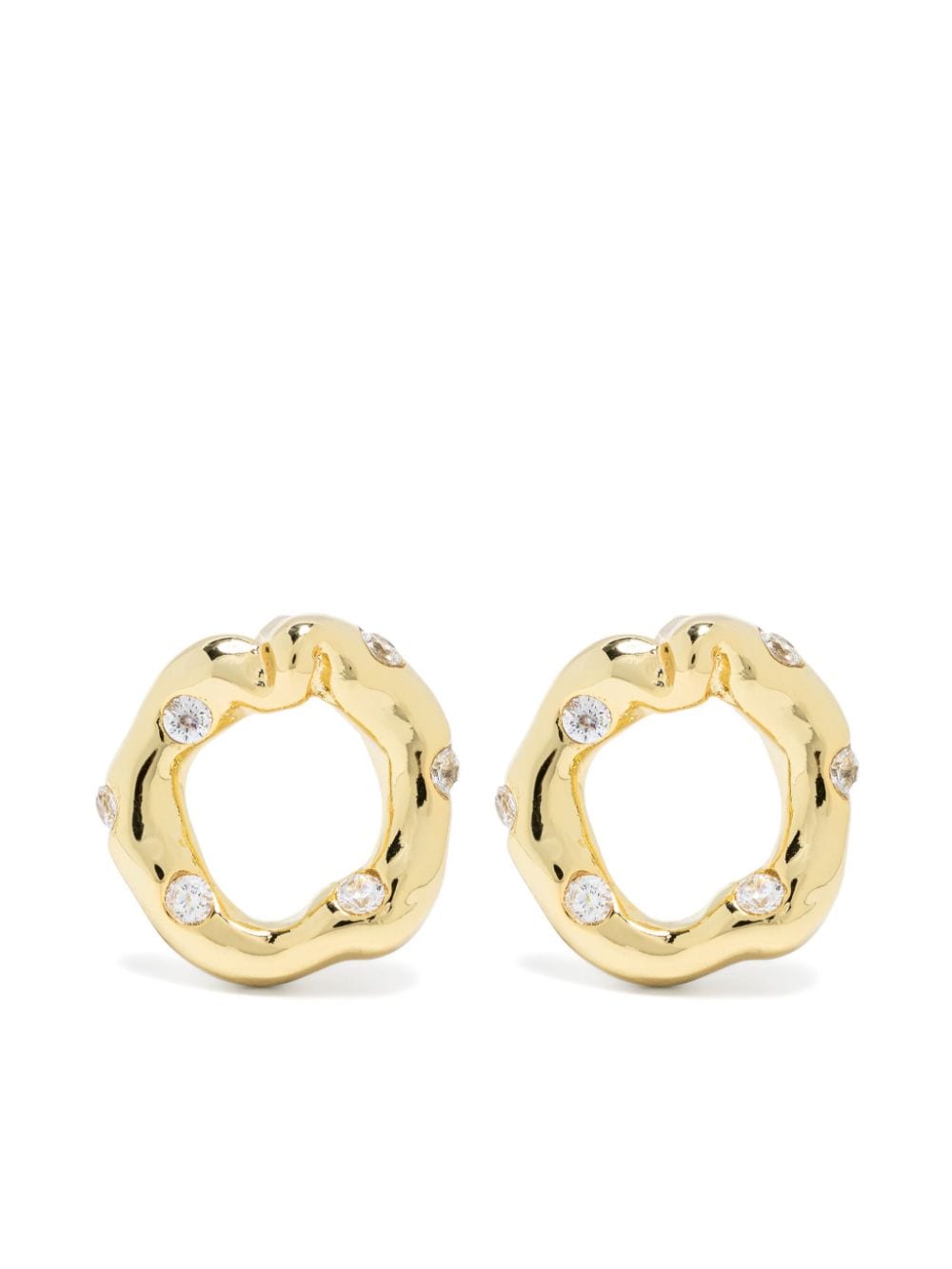 Vann Jewelry Irregular Circle crystal-embellished earrings - Gold von Vann Jewelry