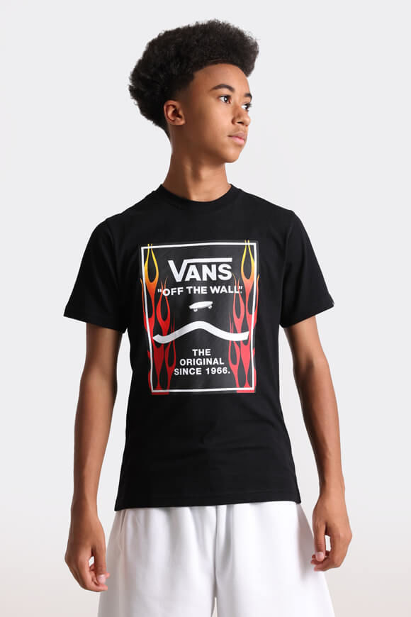 Vans Print Box 2.0 T-Shirt | Black + White + Flame Orange | Jungen  | L von Vans