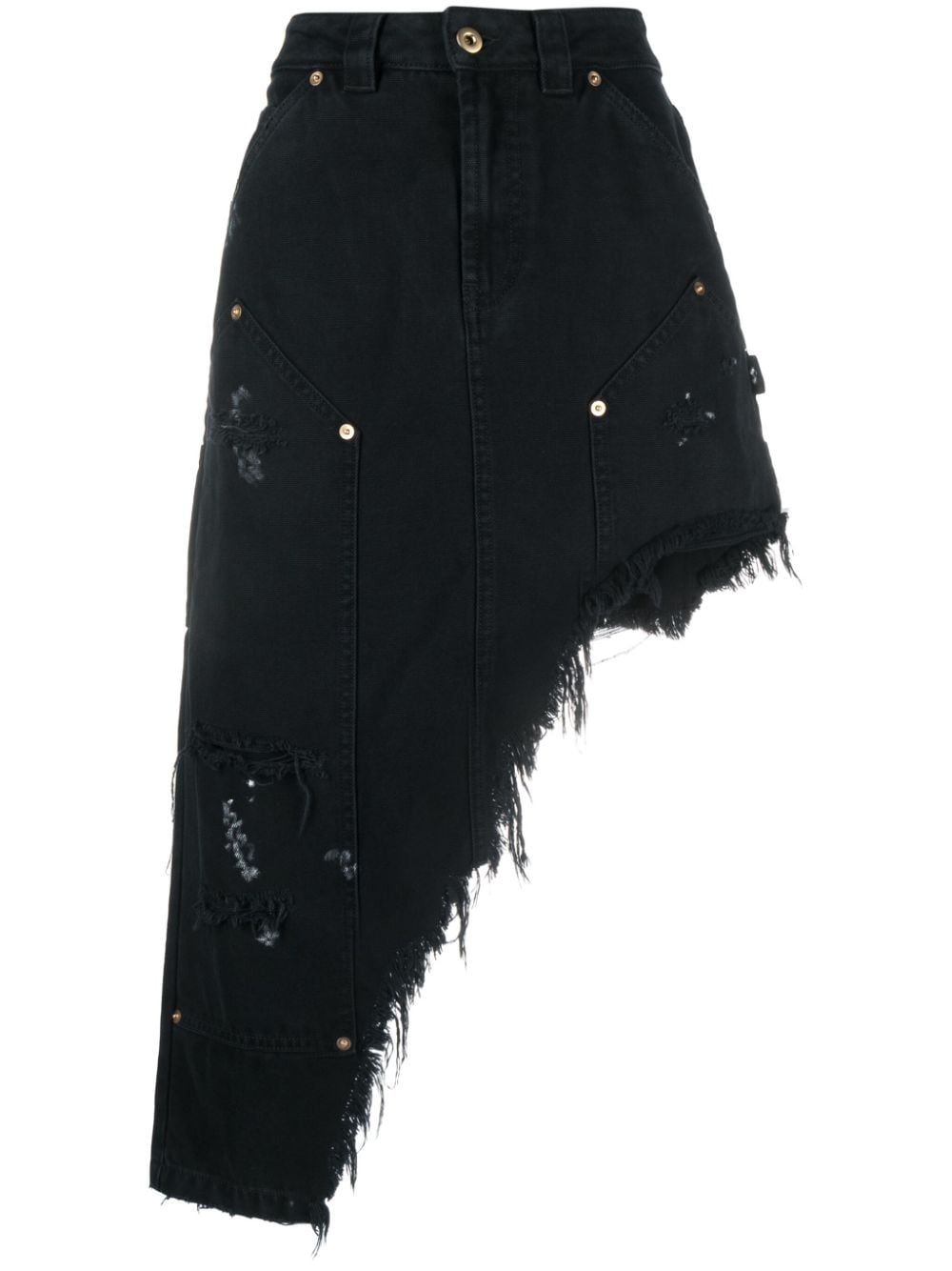 Vaquera Workwear distressed asymmetric-hem skirt - Black von Vaquera