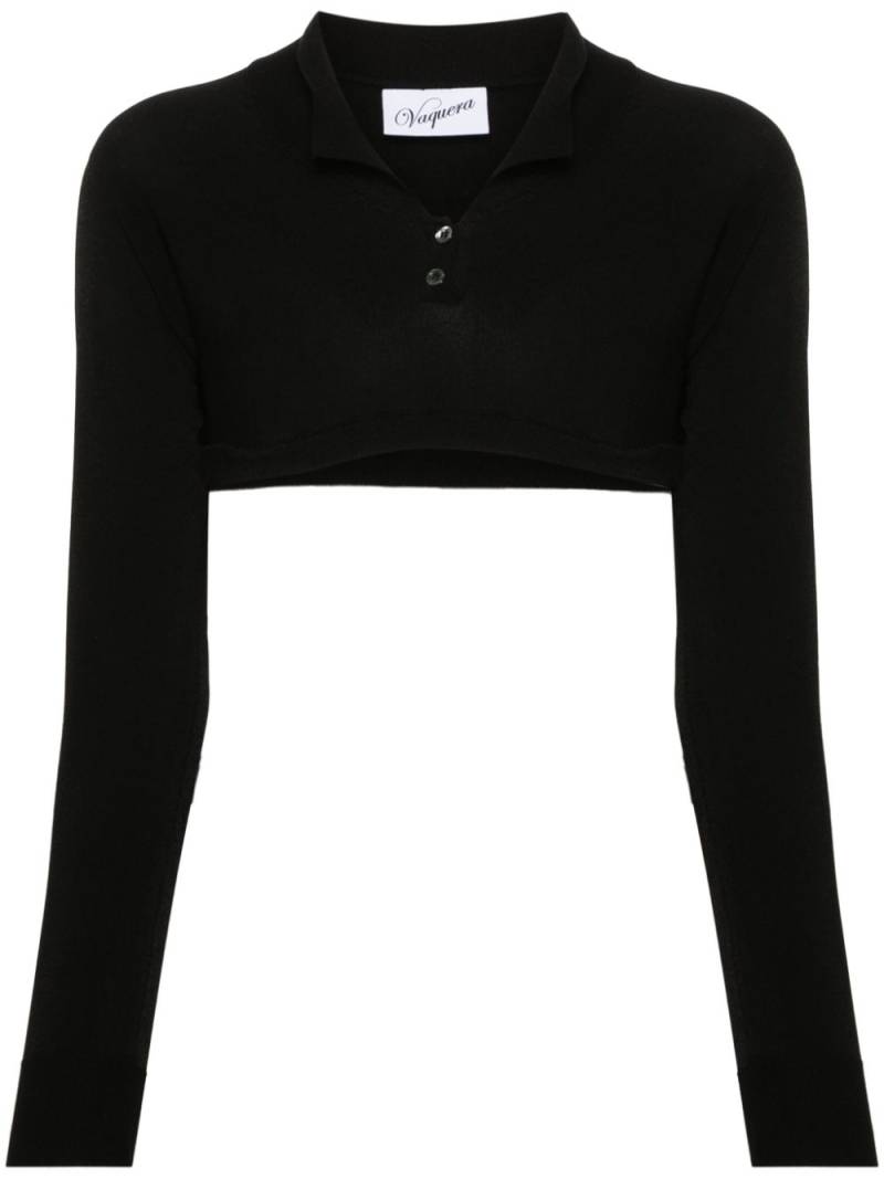 Vaquera logo-print cropped polo shirt - Black von Vaquera