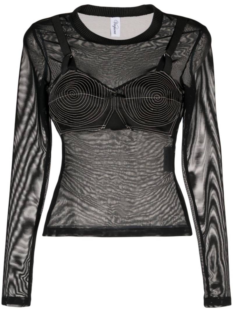 Vaquera mesh long-sleeved top - Black von Vaquera