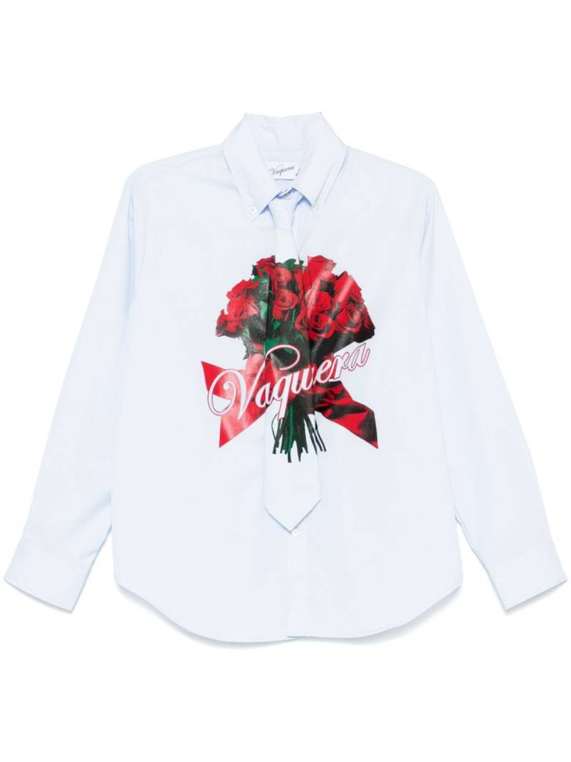 Vaquera rose bouquet-print shirt - Blue von Vaquera