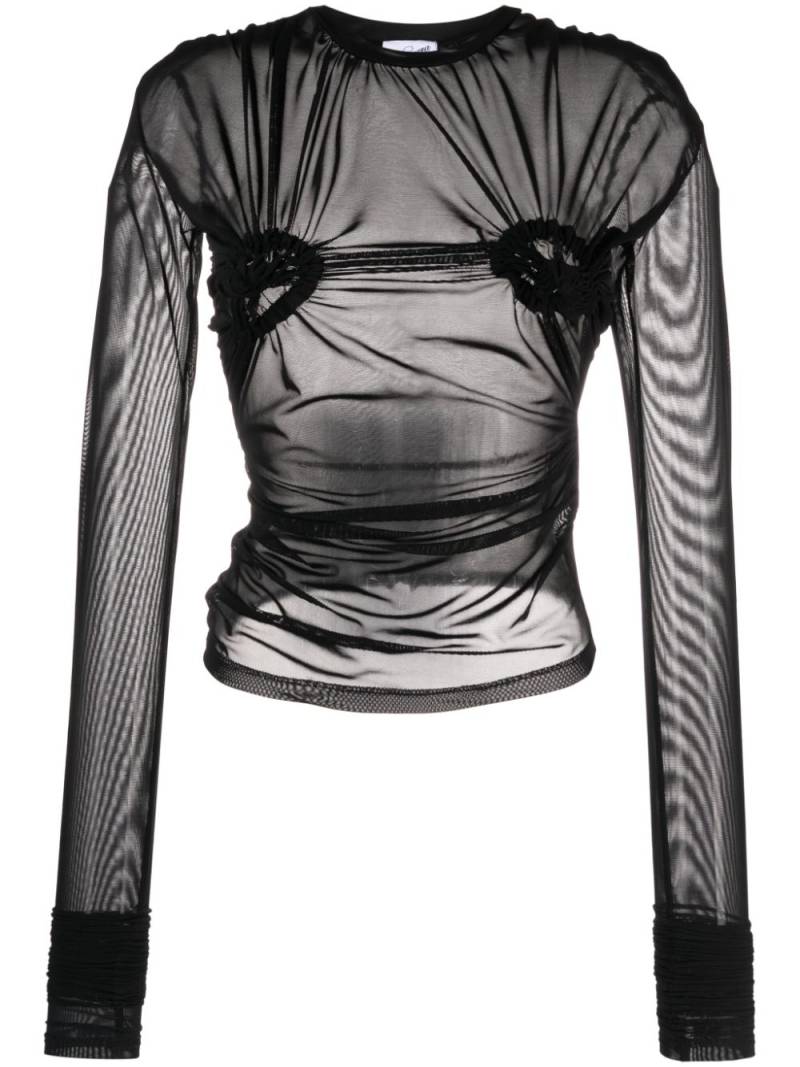 Vaquera ruched detailed mesh top - Black von Vaquera