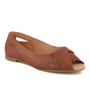 Varese Damen Peeptoe Ballerina Cognac von Varese