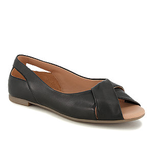 Varese Damen Peeptoe Ballerina Schwarz von Varese