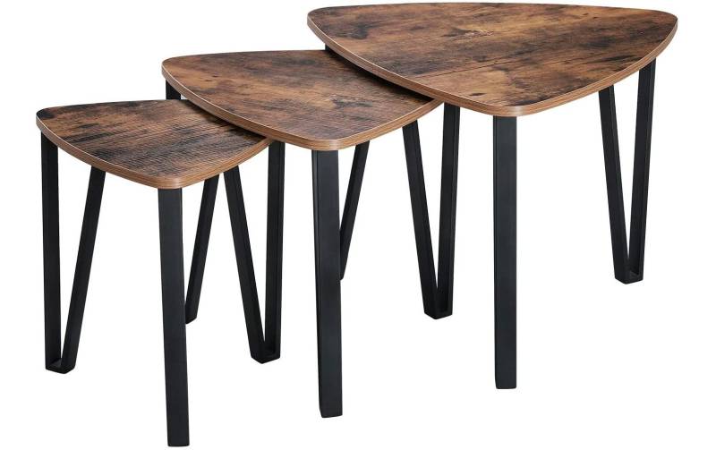VASAGLE Beistelltisch »3er Set, Metall / Holz, Schwarz / Braun« von VASAGLE