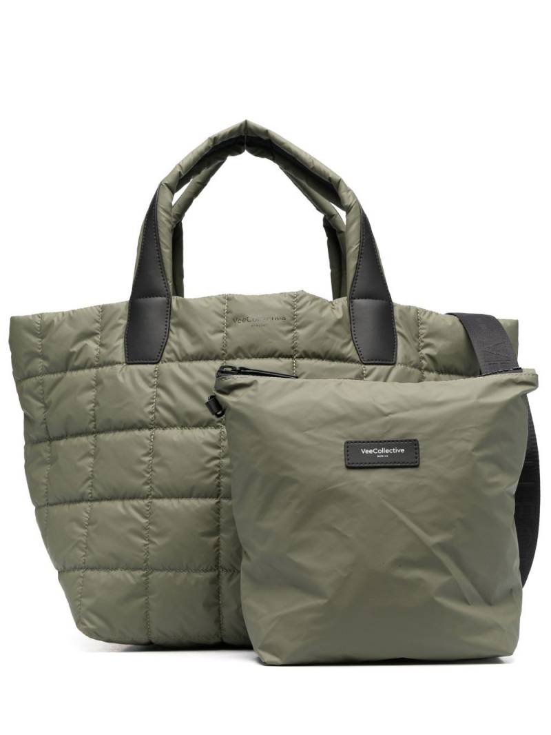 VeeCollective medium quilted tote bag - Green von VeeCollective