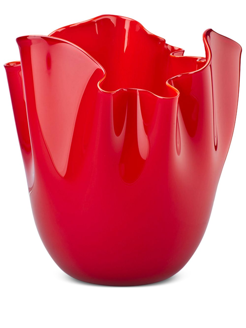 Venini Fazzoletto Opalino vase (13.5cm x 13.5cm) - Red von Venini