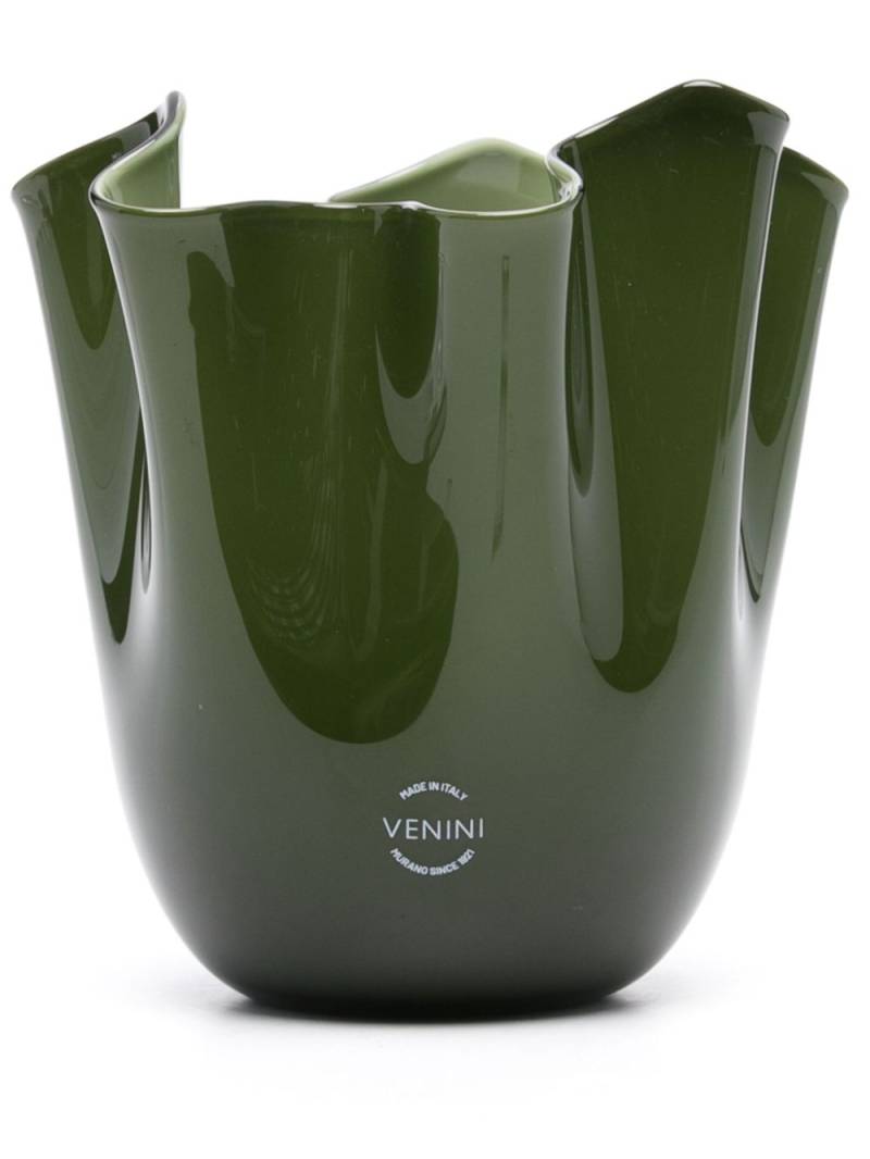 Venini Fazzoletto porcelain vase (14,5cm x 12cm) - Green von Venini