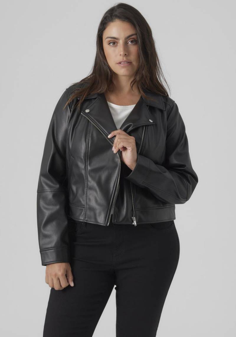 Vero Moda Curve Lederimitatjacke »VMCBELLAANNA SHORT COATED JKT CUR NOOS«, mit Bikerdetails von Vero Moda Curve