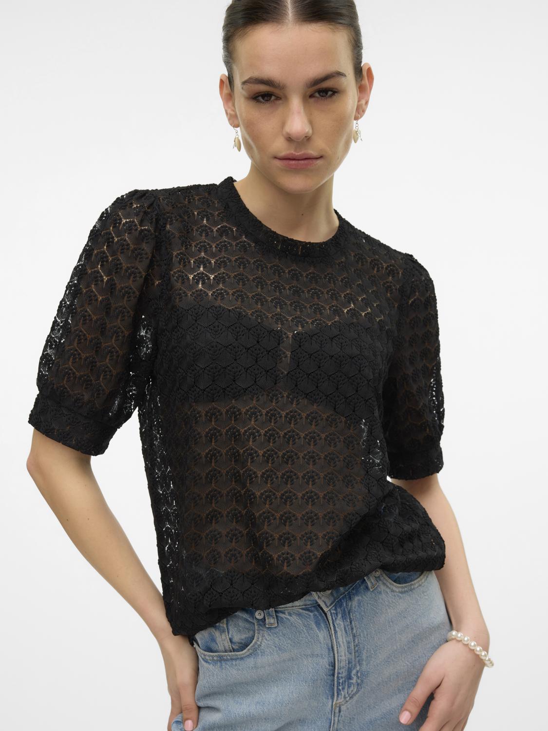 Vero Moda Blusenshirt »VMBECCA LACE SS O-NECK TOP JRS GA NOOS« von Vero Moda