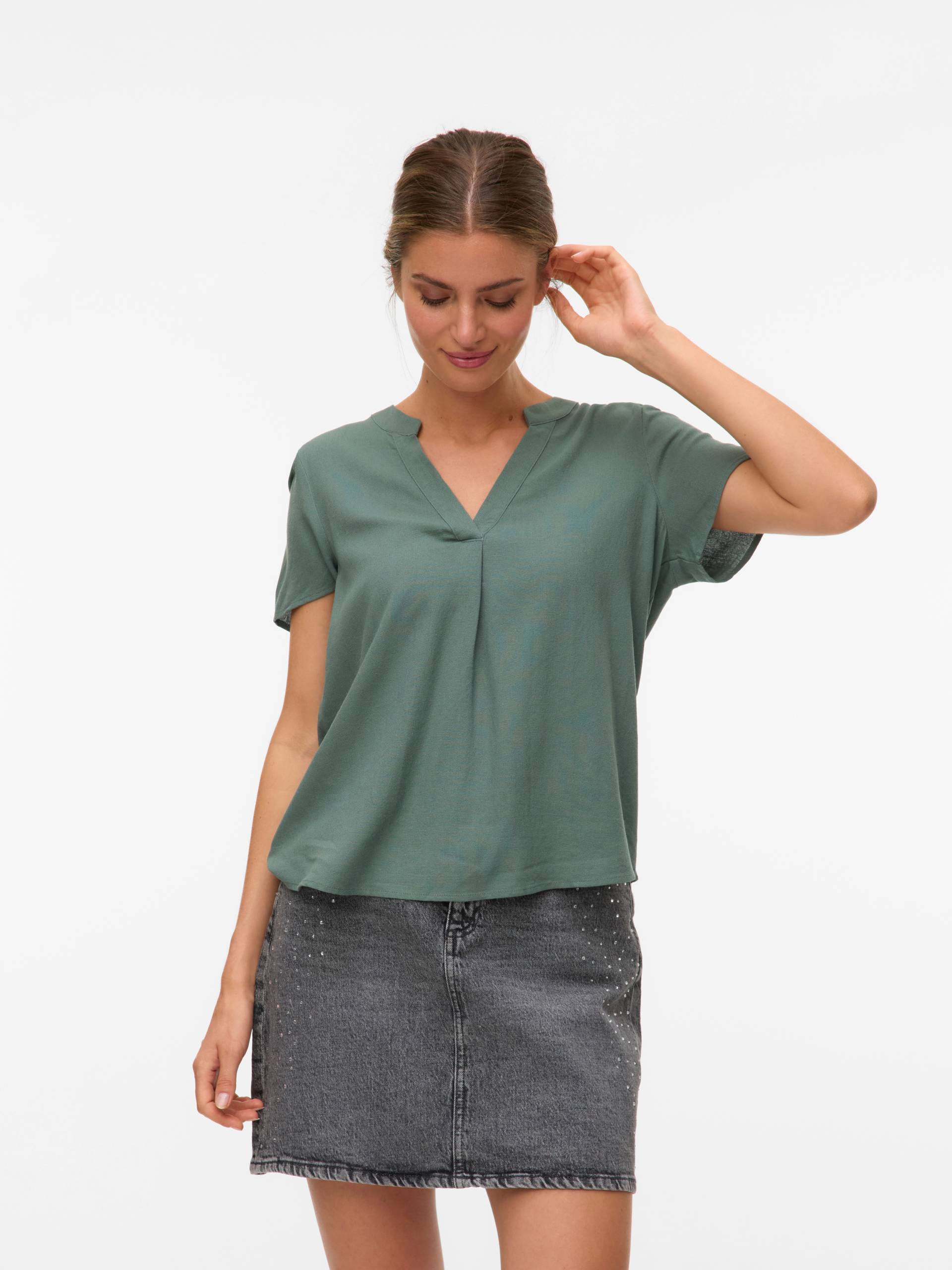 Vero Moda Blusenshirt »VMMYMILO SS V-NECK TOP WVN GA«, mit Leinen Vero Moda Blusenshirt »VMMYMILO SS V-NECK TOP WVN GA«, mit Leinen von Vero Moda