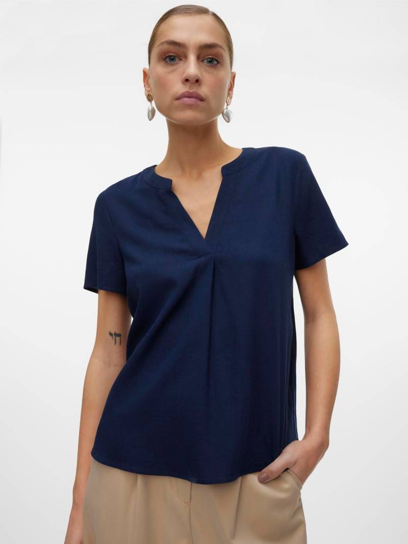 Vero Moda Blusenshirt »VMMYMILO SS V-NECK TOP WVN GA«, mit Leinen von Vero Moda