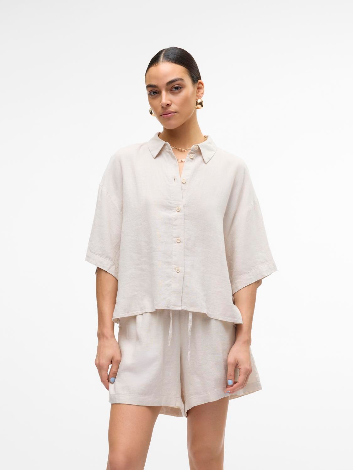 Vero Moda Hemdbluse »VMLINN LINEN 2/4 SHORT SHIRT WVN NOOS« von Vero Moda