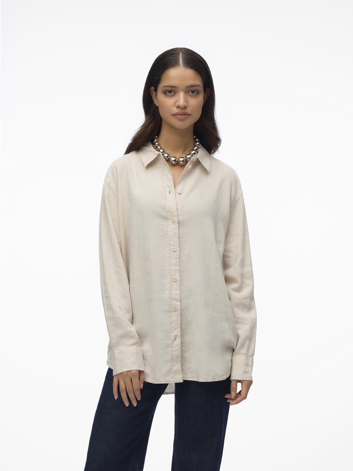 Vero Moda Hemdbluse »VMLINN LINEN LS SHIRT WVN NOOS«, hochwertige Qaulität mit Leinen Vero Moda Hemdbluse »VMLINN LINEN LS SHIRT WVN NOOS«, hochwertige Qaulität mit Leinen von Vero Moda