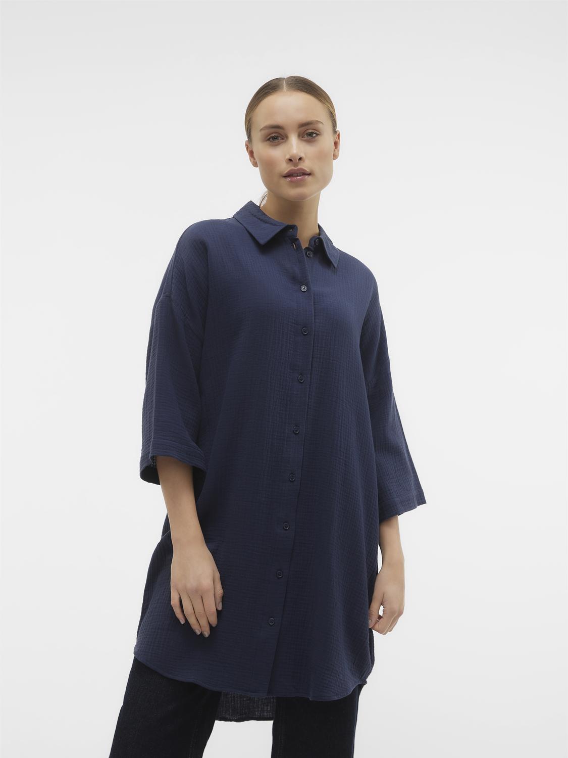 Vero Moda Hemdblusenkleid »VMNATALI 3/4 LONG OVERSHIRT NOOS«, mit 3/4 Ärmel Vero Moda Hemdblusenkleid »VMNATALI 3/4 LONG OVERSHIRT NOOS«, mit 3/4 Ärmel von Vero Moda