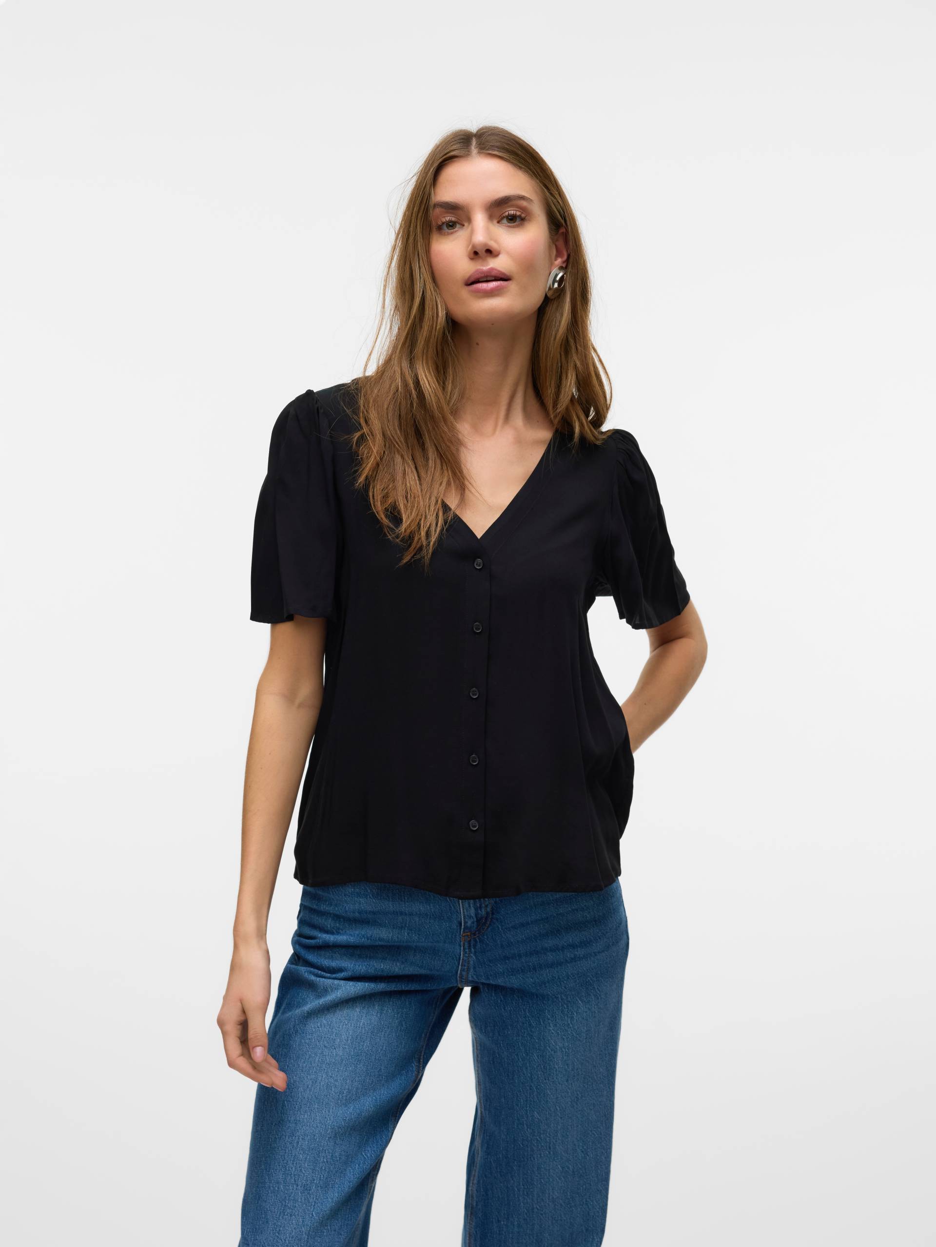 Vero Moda Kurzarmbluse »VMALBA SS V-NECK SHIRT WVN GA« von Vero Moda