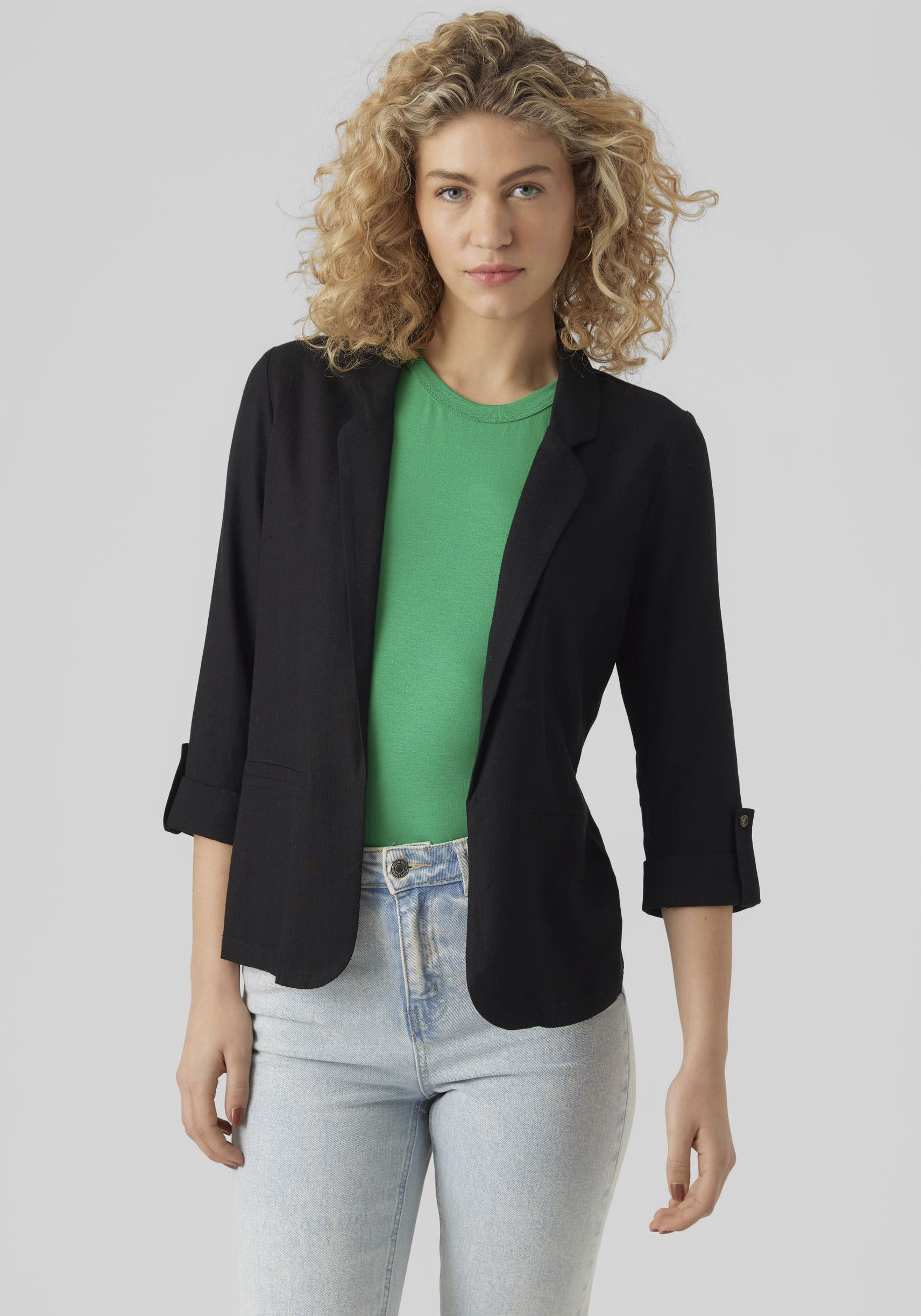 Vero Moda Kurzblazer »VMJESMILO 3/4 LOOSE BLAZER WVN GA NOOS«, mit Leinen Vero Moda Kurzblazer »VMJESMILO 3/4 LOOSE BLAZER WVN GA NOOS«, mit Leinen von Vero Moda
