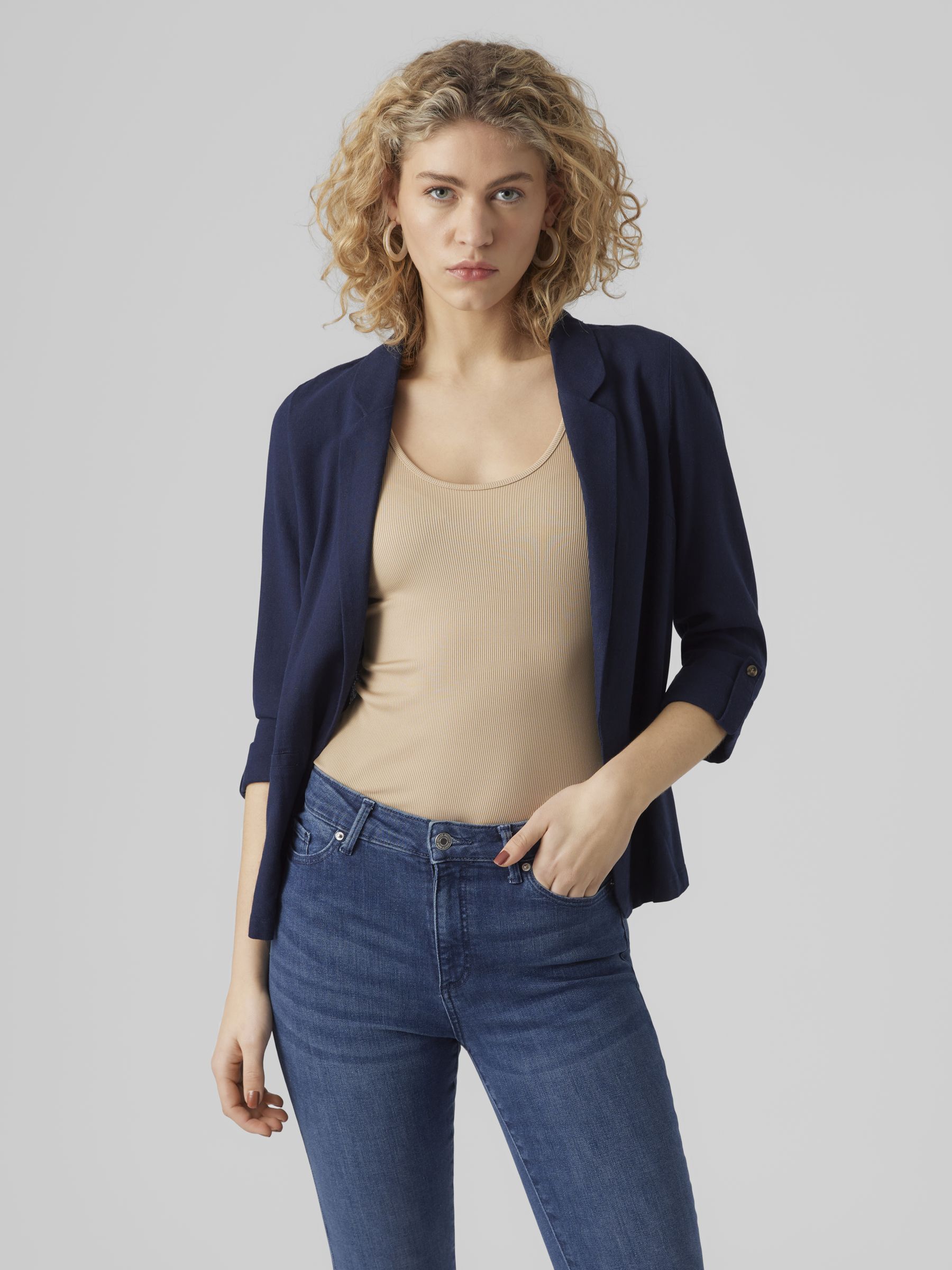 Vero Moda Kurzblazer »VMJESMILO 3/4 LOOSE BLAZER WVN GA NOOS«, mit Leinen Vero Moda Kurzblazer »VMJESMILO 3/4 LOOSE BLAZER WVN GA NOOS«, mit Leinen von Vero Moda