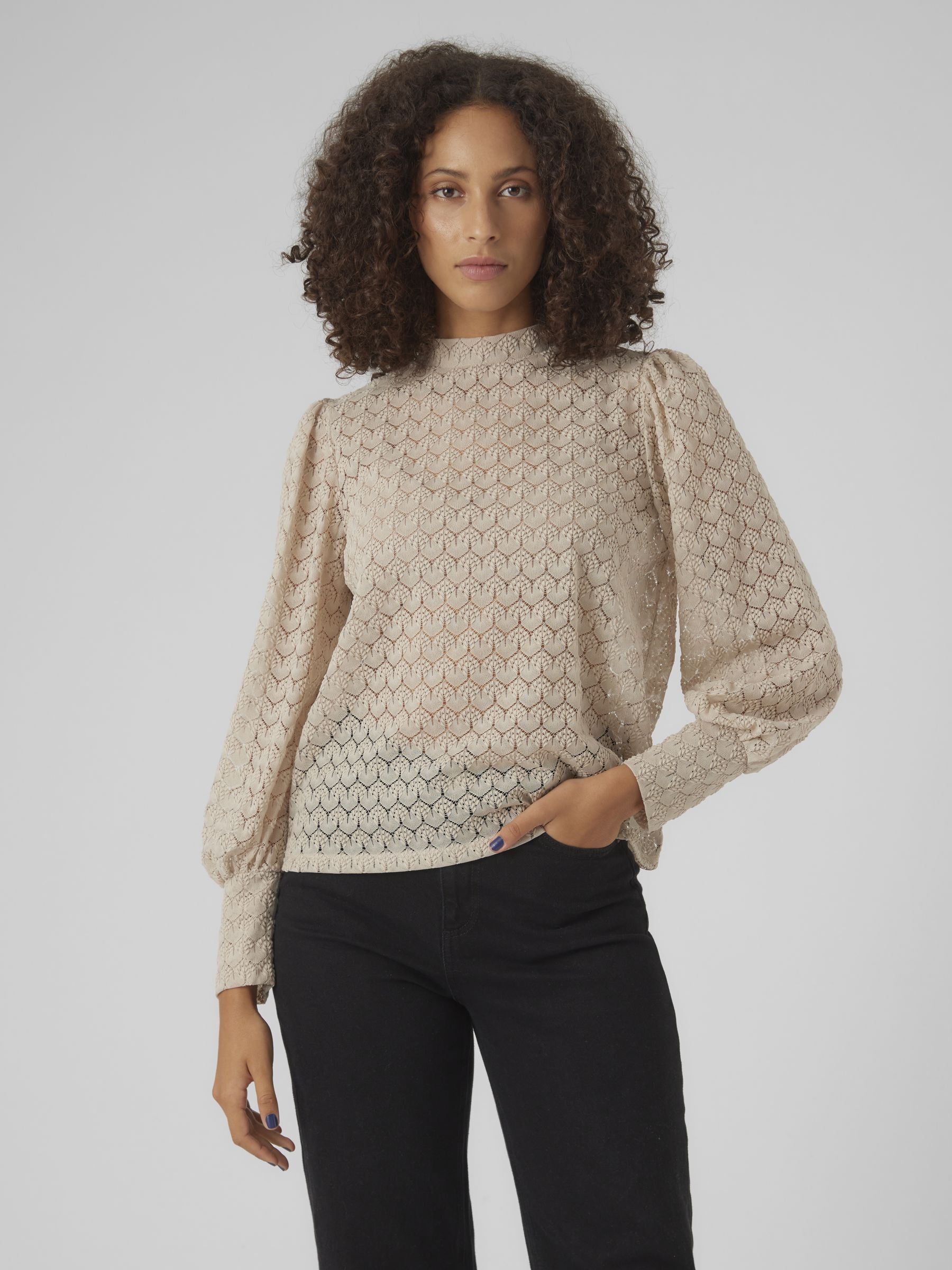 Vero Moda Langarmshirt »VMBECCA LS HIGH NECK LACE TOP JRS NOOS« von Vero Moda