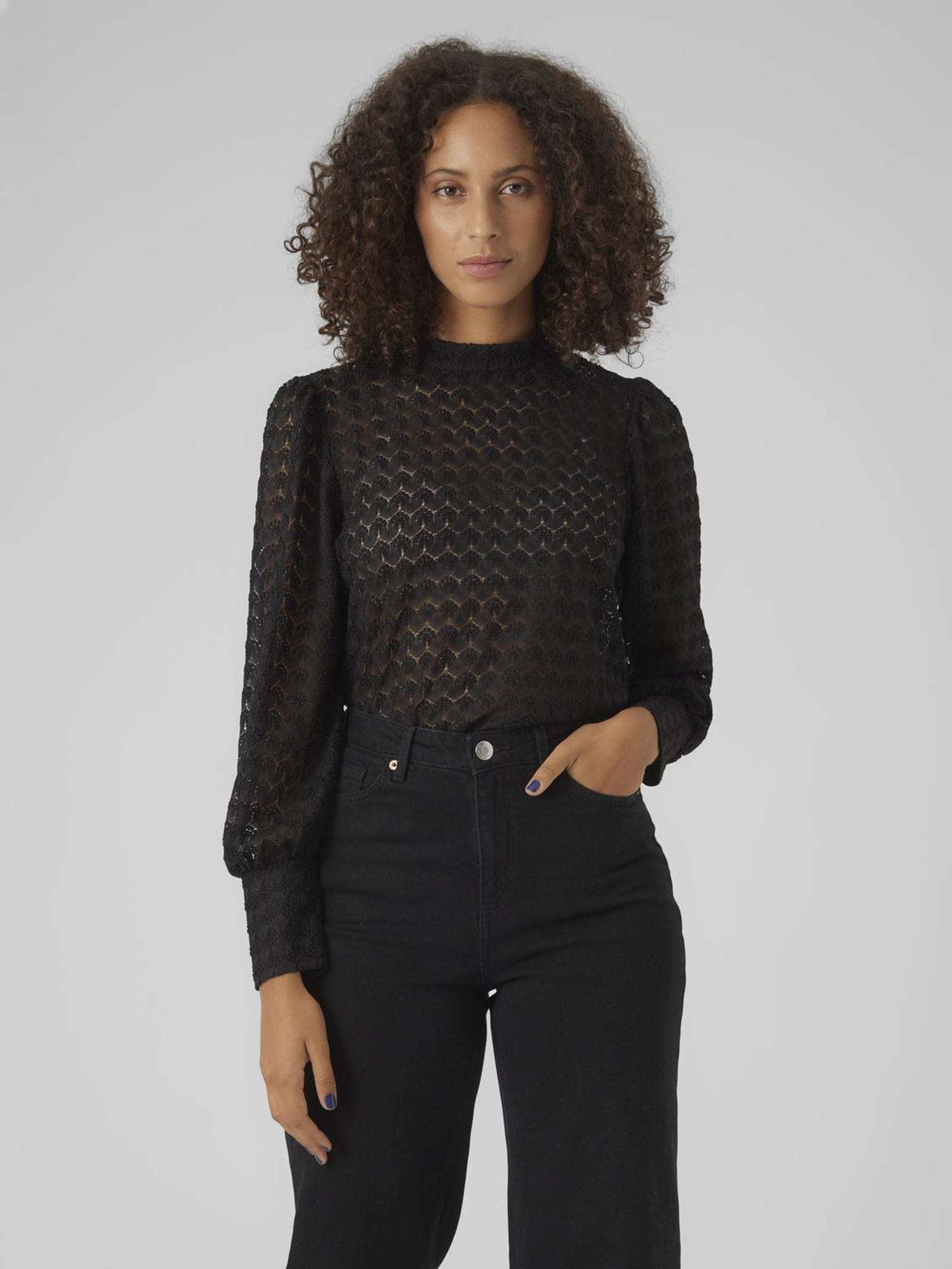 Vero Moda Langarmshirt »VMBECCA LS HIGH NECK LACE TOP JRS NOOS« von Vero Moda