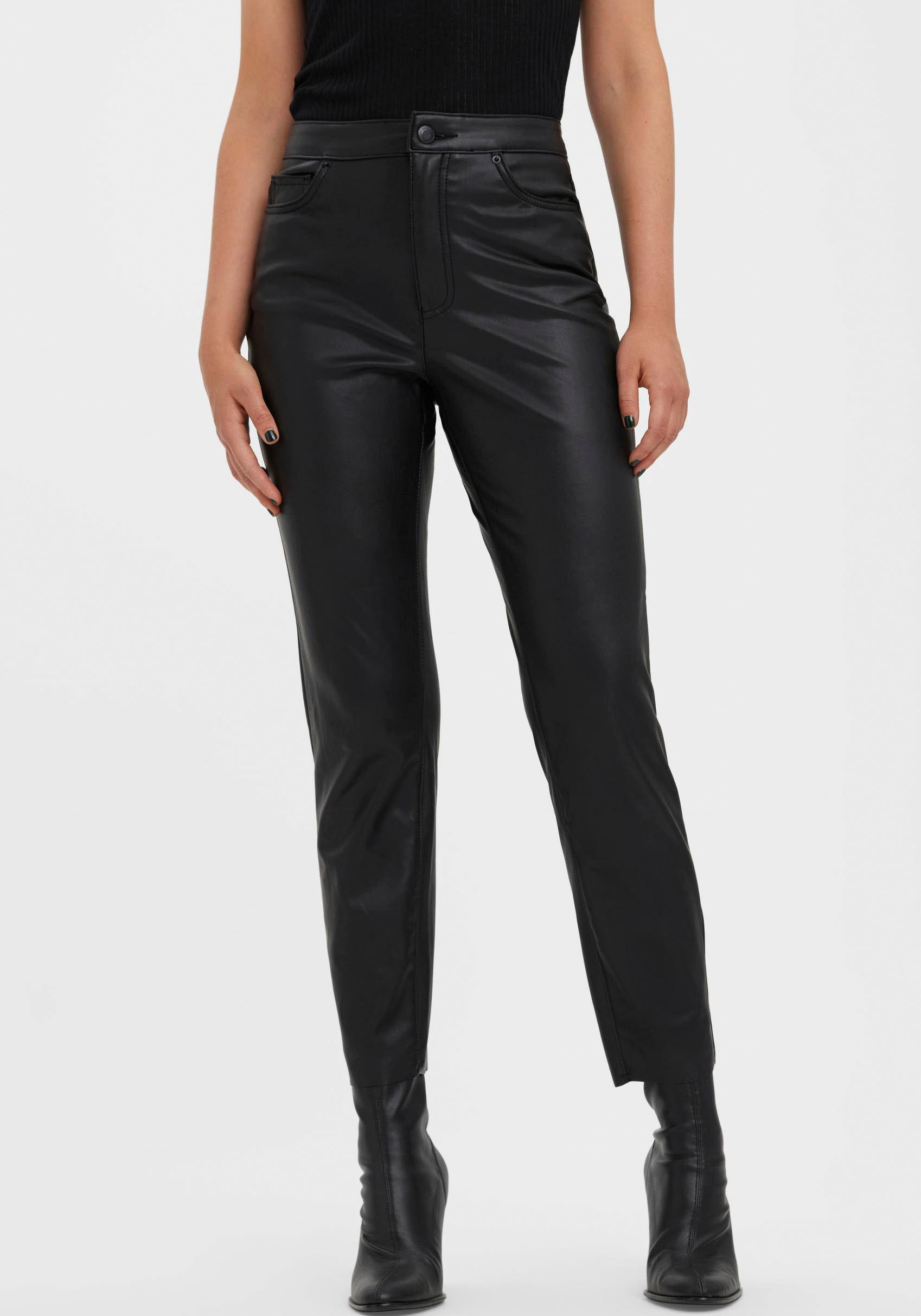 Vero Moda Lederimitathose »VMBRENDA HR STRAIGHT PL ANK PANT NOOS« von Vero Moda