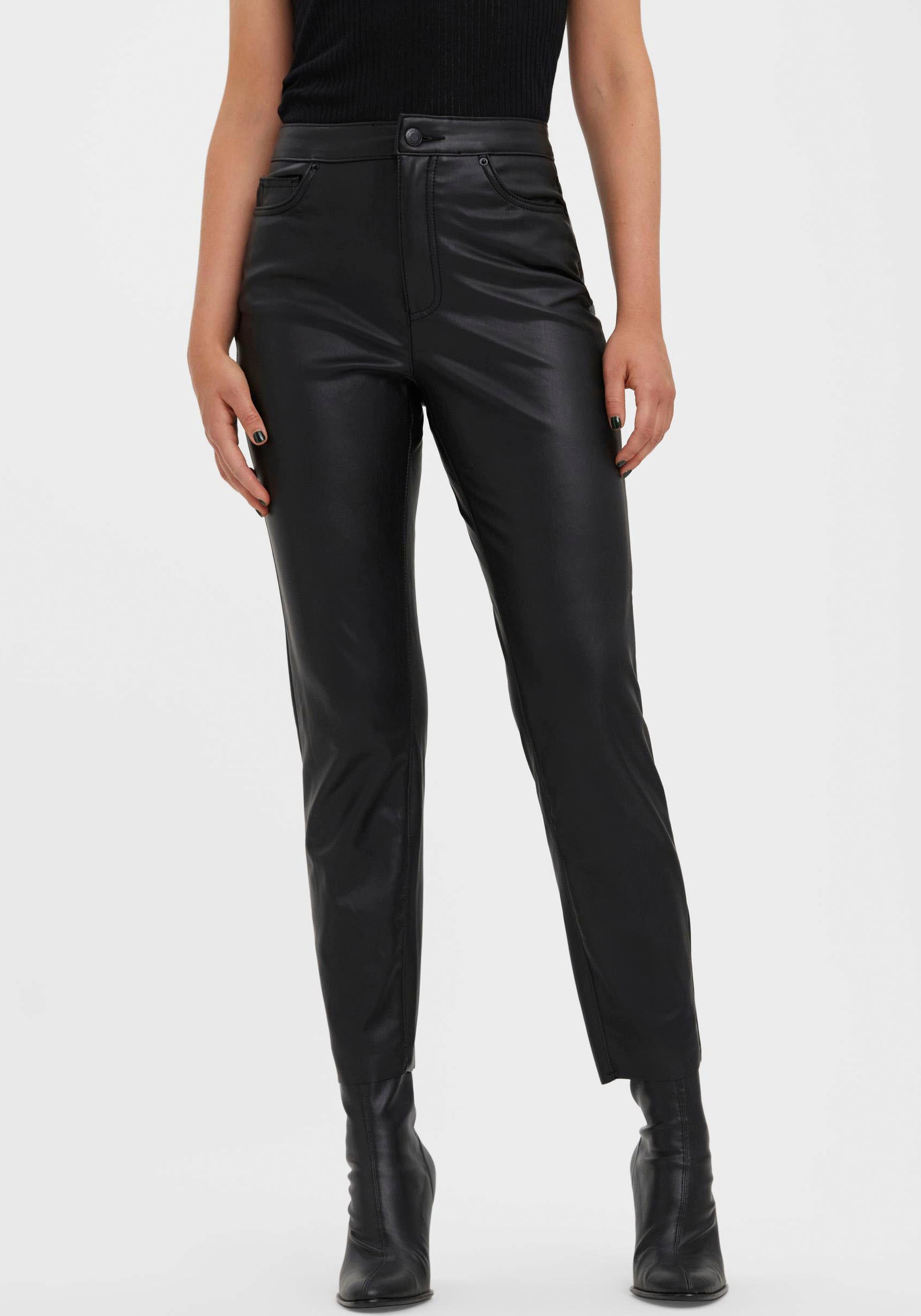 Vero Moda Lederimitathose »VMBRENDA HR STRAIGHT PL ANK PANT NOOS« von Vero Moda